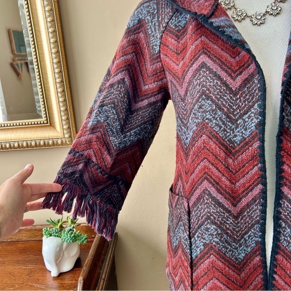 Anthropologie Hei Hei Mesilla Jacquard Fringe Cardigan Sweater Jacket Coat XS S - Picture 14 of 16
